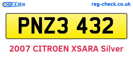 PNZ3432 are the vehicle registration plates.