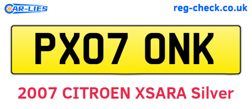 PX07ONK are the vehicle registration plates.