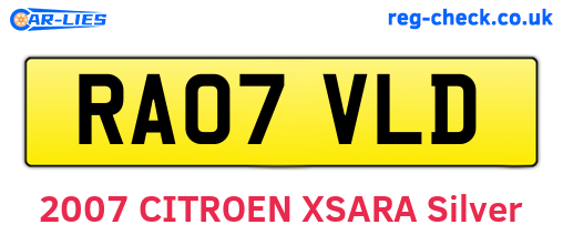 RA07VLD are the vehicle registration plates.