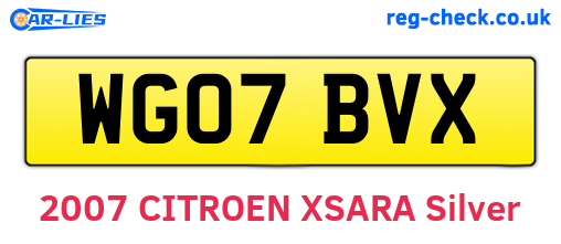 WG07BVX are the vehicle registration plates.