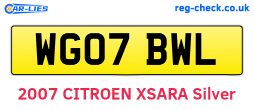 WG07BWL are the vehicle registration plates.