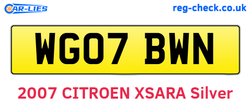 WG07BWN are the vehicle registration plates.