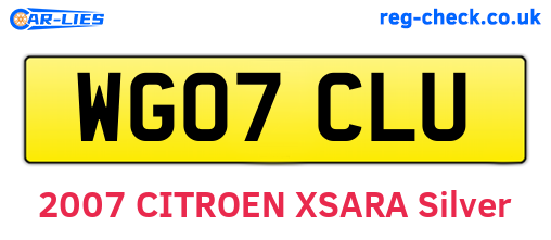 WG07CLU are the vehicle registration plates.