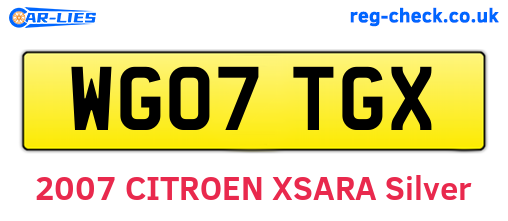 WG07TGX are the vehicle registration plates.