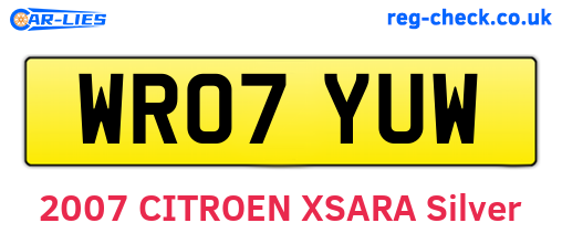 WR07YUW are the vehicle registration plates.