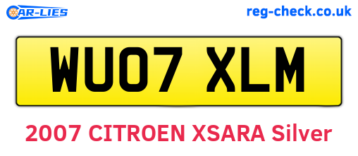 WU07XLM are the vehicle registration plates.
