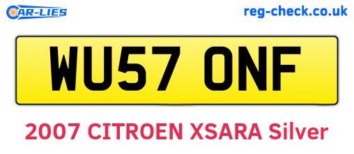 WU57ONF are the vehicle registration plates.