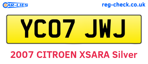 YC07JWJ are the vehicle registration plates.