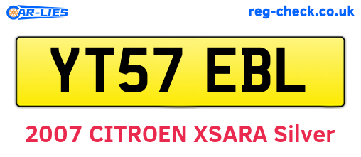 YT57EBL are the vehicle registration plates.