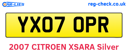 YX07OPR are the vehicle registration plates.