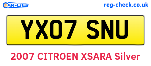 YX07SNU are the vehicle registration plates.