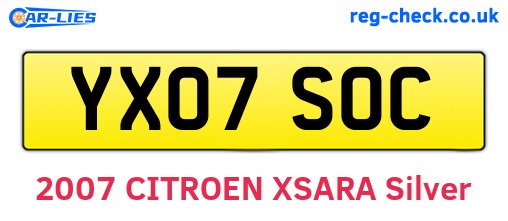YX07SOC are the vehicle registration plates.
