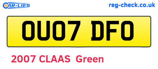 OU07DFO are the vehicle registration plates.