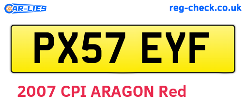 PX57EYF are the vehicle registration plates.