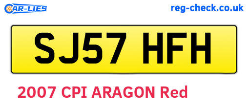 SJ57HFH are the vehicle registration plates.