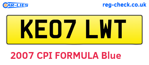 KE07LWT are the vehicle registration plates.