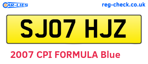 SJ07HJZ are the vehicle registration plates.