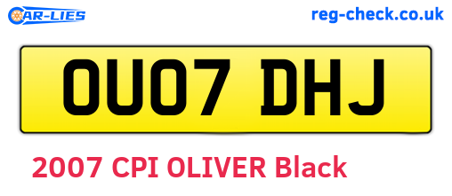 OU07DHJ are the vehicle registration plates.
