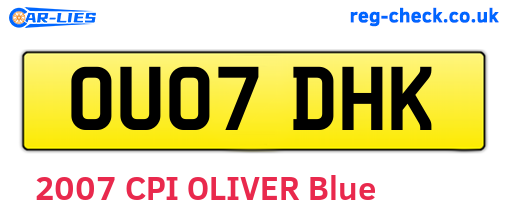 OU07DHK are the vehicle registration plates.