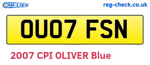 OU07FSN are the vehicle registration plates.