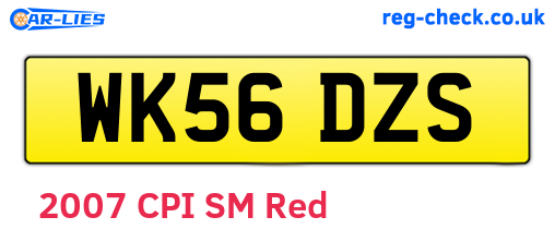 WK56DZS are the vehicle registration plates.