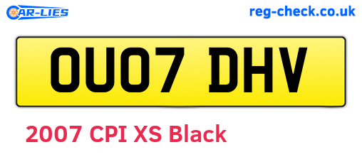 OU07DHV are the vehicle registration plates.