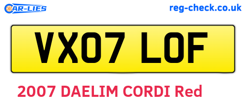 VX07LOF are the vehicle registration plates.