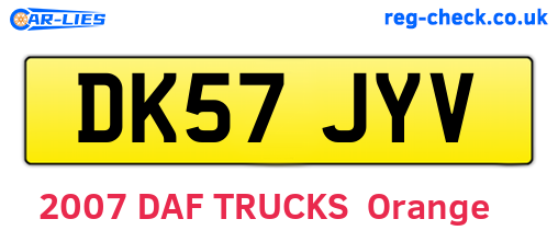 DK57JYV are the vehicle registration plates.