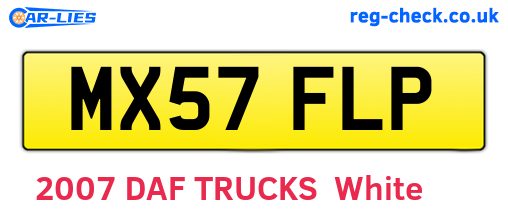 MX57FLP are the vehicle registration plates.