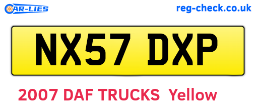 NX57DXP are the vehicle registration plates.