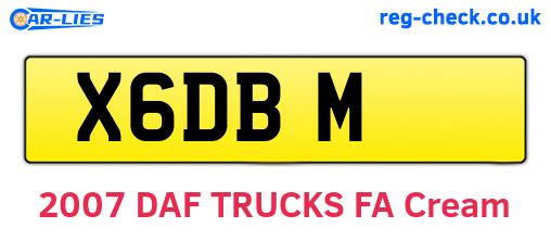 X6DBM are the vehicle registration plates.