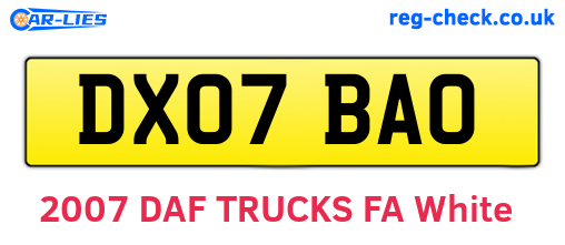 DX07BAO are the vehicle registration plates.