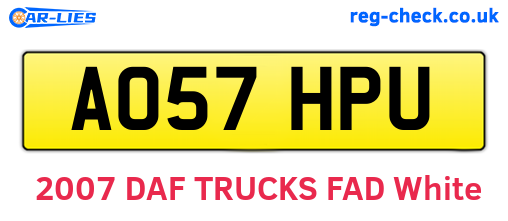 AO57HPU are the vehicle registration plates.