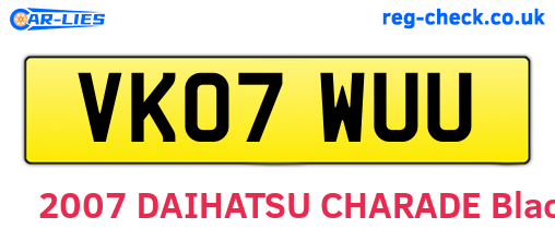 VK07WUU are the vehicle registration plates.