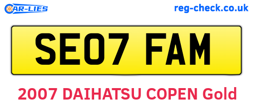 SE07FAM are the vehicle registration plates.