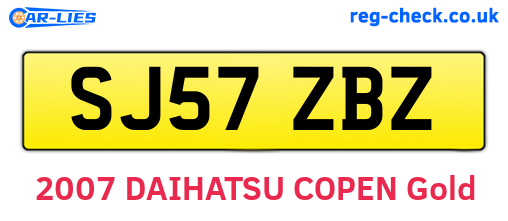SJ57ZBZ are the vehicle registration plates.