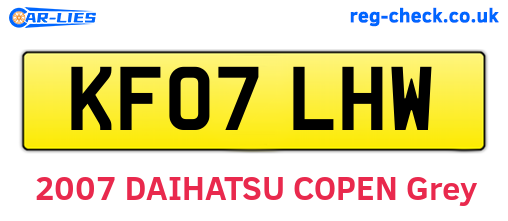 KF07LHW are the vehicle registration plates.