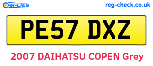 PE57DXZ are the vehicle registration plates.