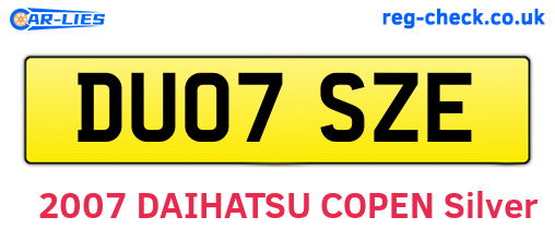 DU07SZE are the vehicle registration plates.