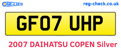 GF07UHP are the vehicle registration plates.