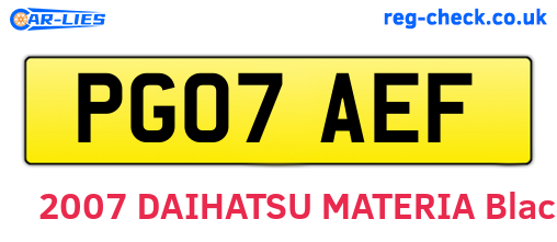 PG07AEF are the vehicle registration plates.