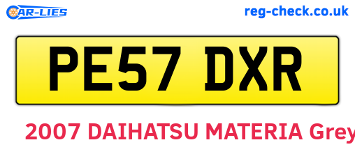 PE57DXR are the vehicle registration plates.