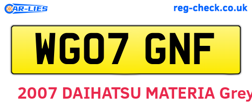 WG07GNF are the vehicle registration plates.