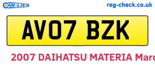 AV07BZK are the vehicle registration plates.