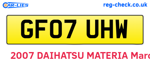 GF07UHW are the vehicle registration plates.