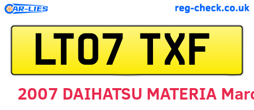 LT07TXF are the vehicle registration plates.