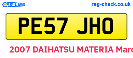 PE57JHO are the vehicle registration plates.