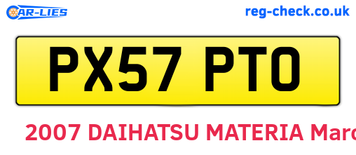 PX57PTO are the vehicle registration plates.