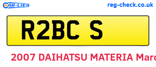 R2BCS are the vehicle registration plates.