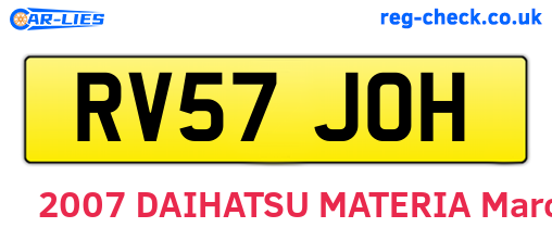 RV57JOH are the vehicle registration plates.